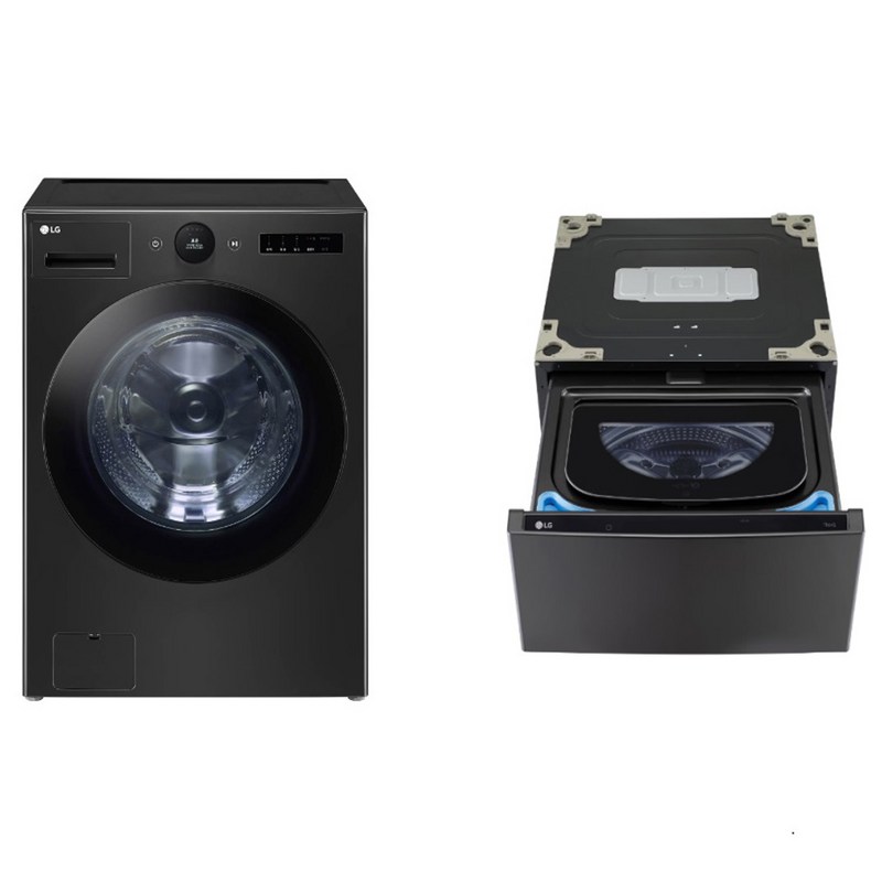 LG전자 트롬 오브제컬렉션 세탁기 + 트윈 미니워시 세트 FX25KSRX 25kg + 4kg 방문설치, 블랙 스테인리스(세탁기), 스페이스 블랙(미니워시) 1