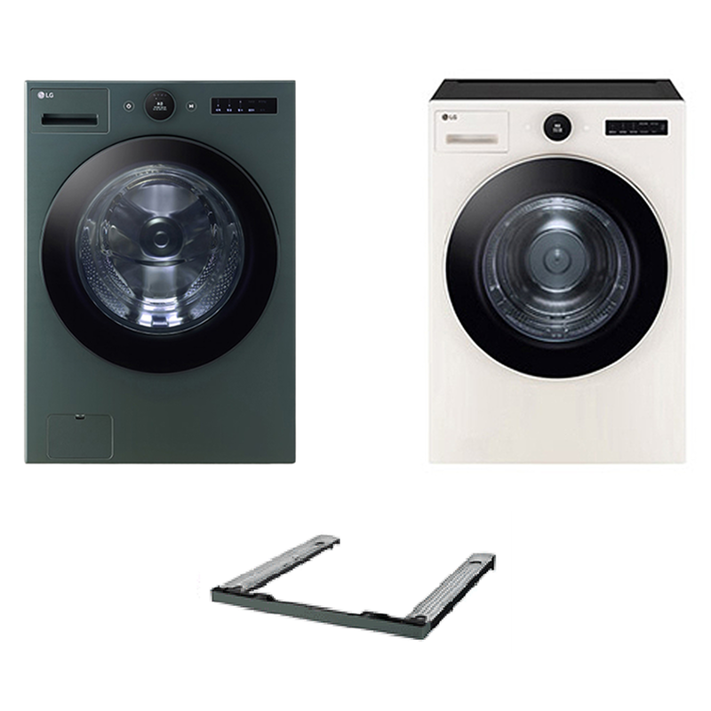 LG전자 트롬 오브제컬렉션 세탁기 + 건조기 + 키트 세트 24kg + 20kg 방문설치, 네이처 그린(세탁기), 네이처 베이지(건조기), FX24GNGRENE 1