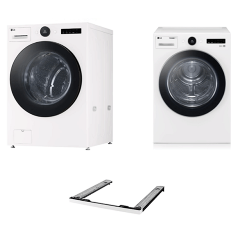 LG전자 트롬 오브제컬렉션 세탁기 + 건조기 + 키트 세트 25kg 20kg 방문설치, 에센스 화이트(세탁기), 화이트(건조기), FX25IF-2WA 1