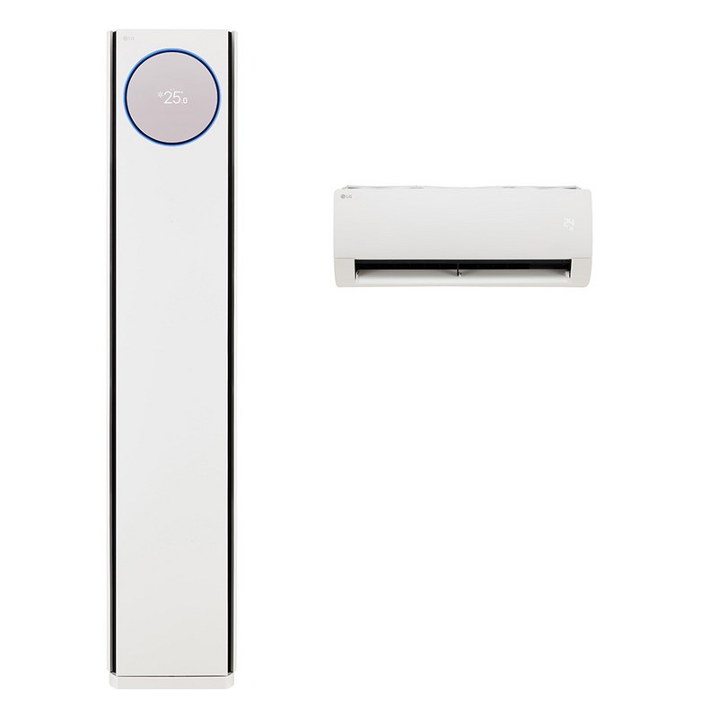 LG 56.9㎡(17.2평) + 18.7㎡(5.7평) 휘센 오브제컬렉션 타워에어컨 2in1 디럭스 크림 화이트 일반배관형 FQ17DDNHC2 방문설치, FQ17DDNHCN 1
