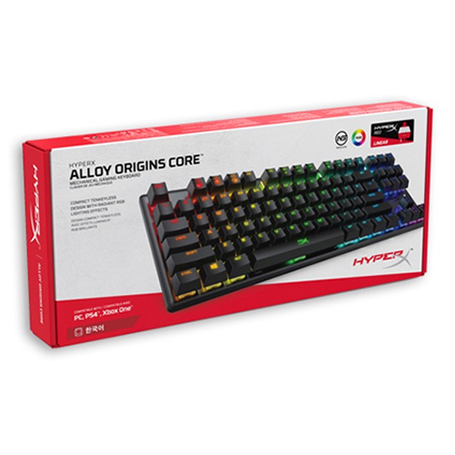 하이퍼엑스 Alloy Origin Core RGB 텐키리스 기계식 게이밍 키보드 적축, HX-KB7RDX-KO, 혼합 색상, 혼합 색상1382867 11 - thumb image