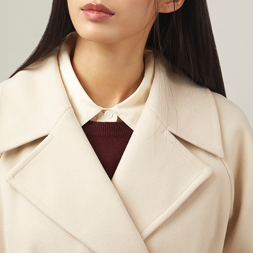 미쏘 여성용 테일러드 벨티드 롱 코트 - thumb image