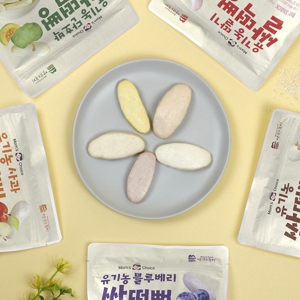 맛있는풍경 유기농 쌀떡뻥 딸기 25g + 사과 25g + 블루베리 25g + 단호박 25g + 플레인 25g, 1세트 - thumb image