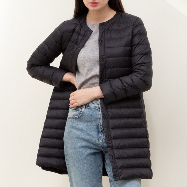 ELLE PARIS 여성 경량 덕다운 롱 자켓 - thumb image