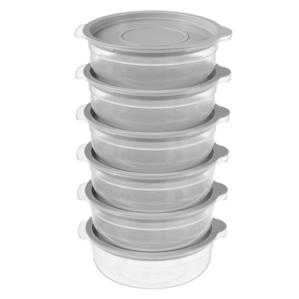 코멧 키친 전자레인지용 보관용기 450ml, 1세트, 그레이6개+화이트6개 - thumb image