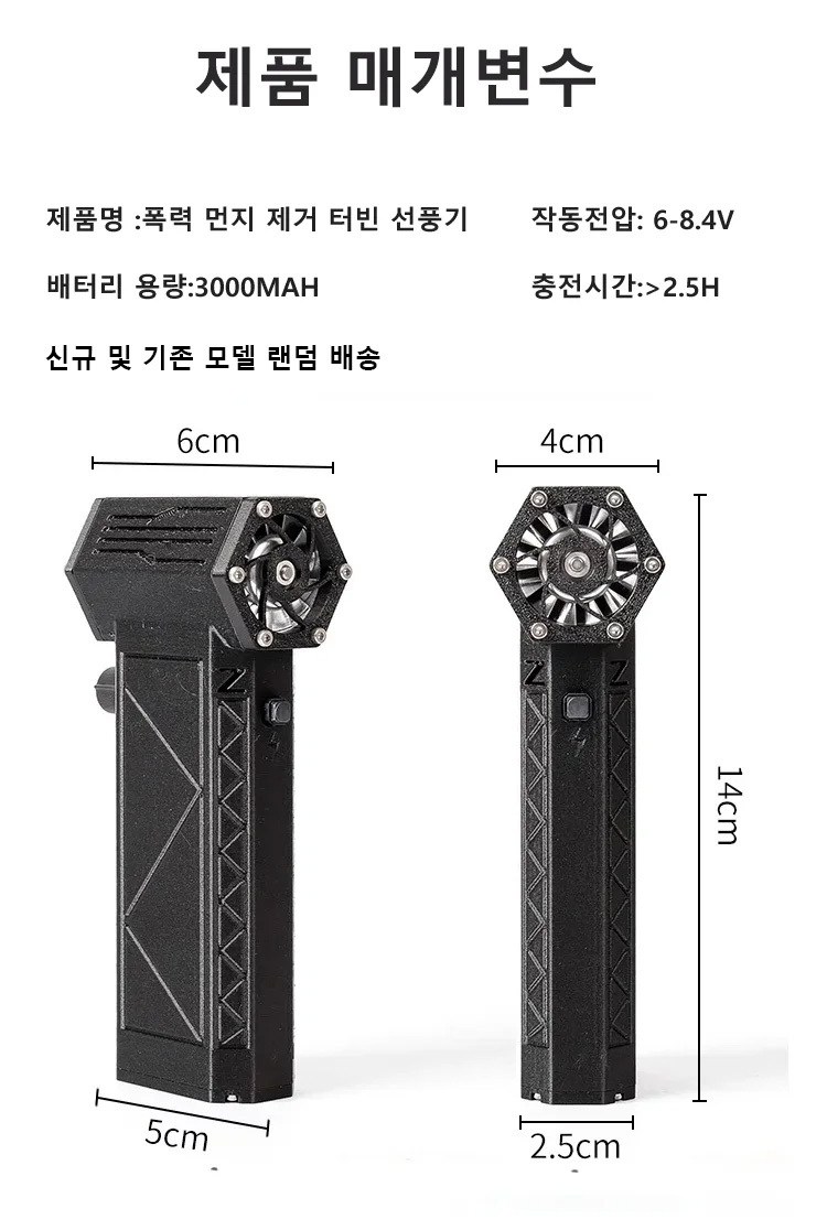 1/1+1 틱톡 상품 폭력 터빈 선풍기 130000RPM 초강력 터보팬 무선 차량용 청소기, 블루*1세트 - thumb image