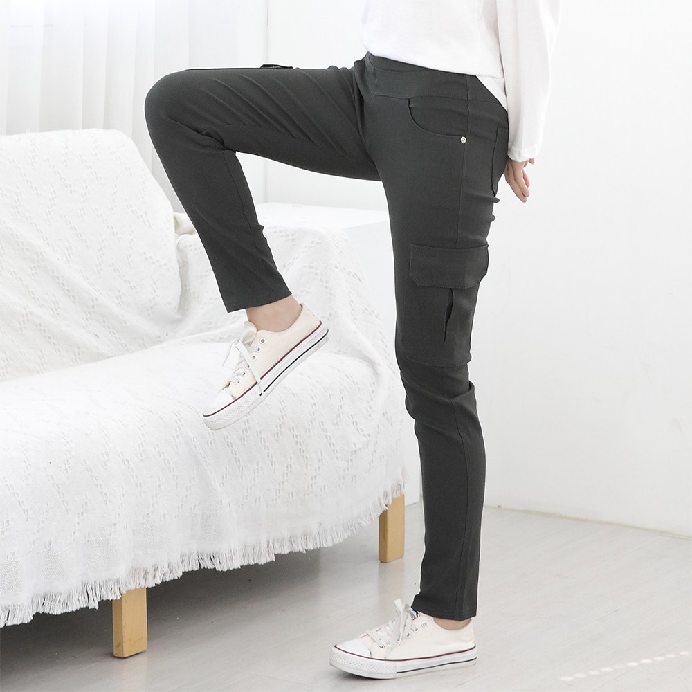 빅빅몰 마약스판 히든밴딩 코튼 바지 여성 슬림 팬츠 여성 빅사이즈 봄 가을 - thumb image