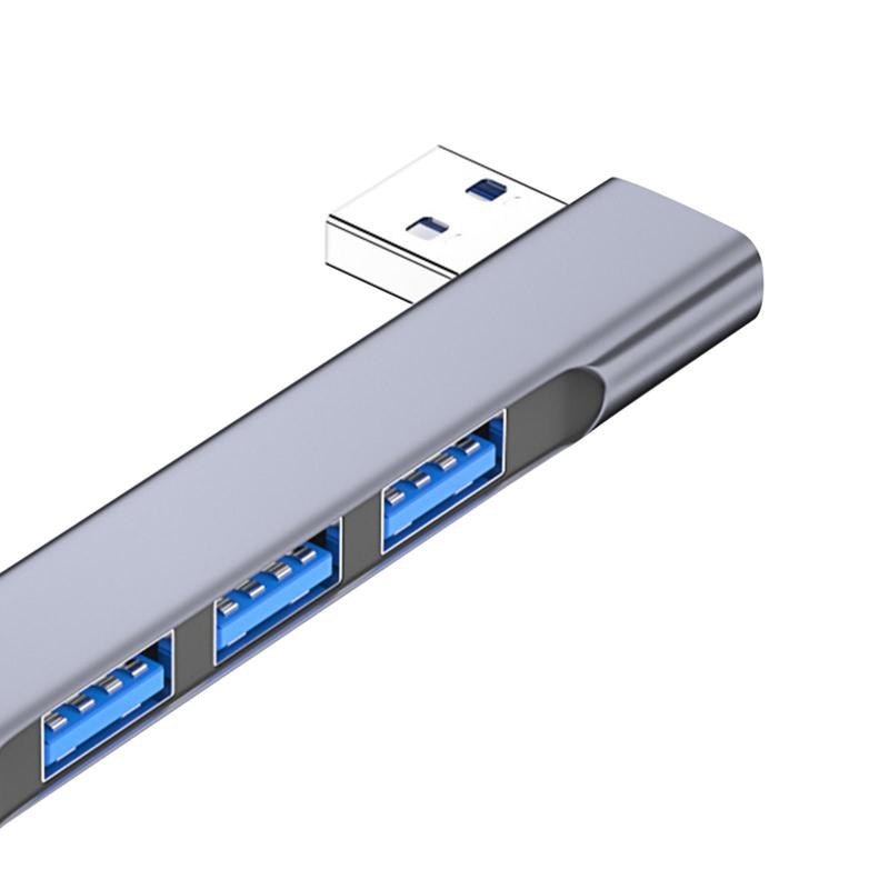 노트북 용 USB C 허브 USB 분배기 1 in 4 Out USB 포트 멀티 포트 어댑터 액세서리 PC 모바일 장치 용 USB 도킹 스테이션, 은, 9.3cmx1.7cmx0.9cm, 합금 - thumb image