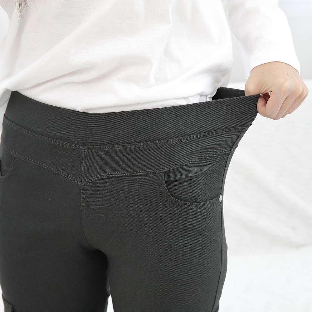 빅빅몰 마약스판 히든밴딩 코튼 바지 여성 슬림 팬츠 여성 빅사이즈 봄 가을 - thumb image
