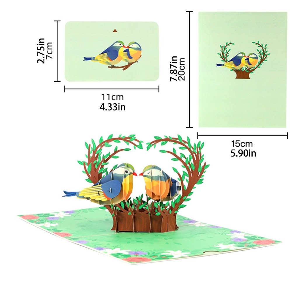3D 잉꼬 인사말 카드 세트 생일 휴가 선물 소모품 - thumb image