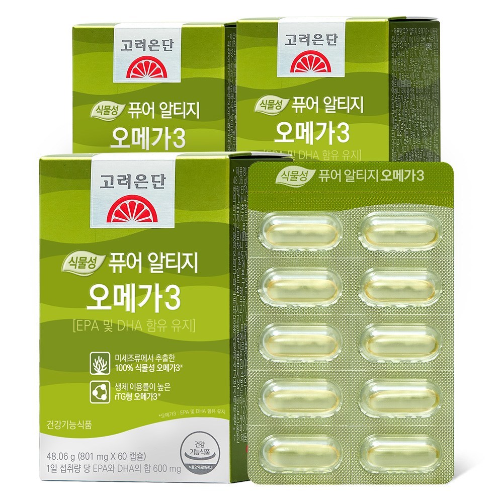 고려은단 식물성 퓨어 알티지 rTG 오메가3 60캡슐, 60정, 3개 - thumb image
